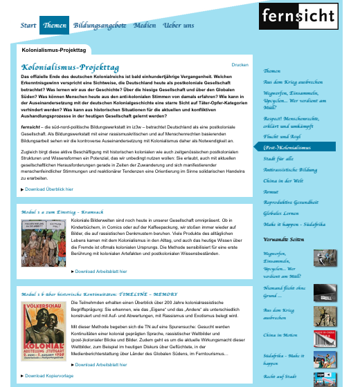 fernsicht Kolonialismus-Projekttag
